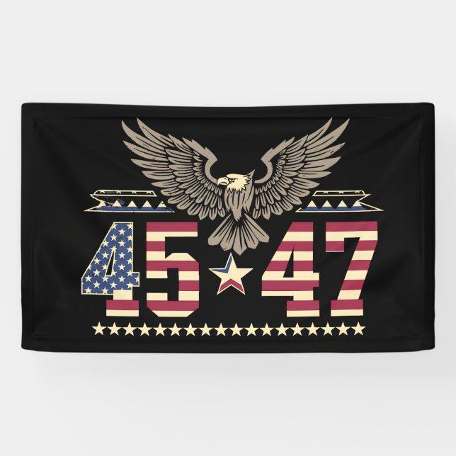 Lona Bandera de águila estadounidense de época Trump 45 (Horizontal)