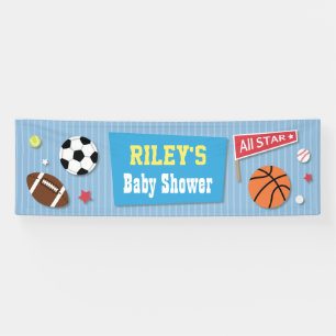Lona Bandera de baby shower con tema de deportes