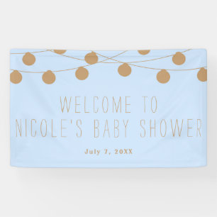 Lona Bandera de Baby Shower de Luces de Cuerda Modernas