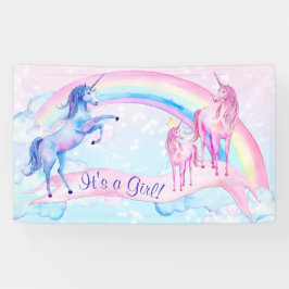 Lona Bandera de Baby Shower de Unicornio Pastel