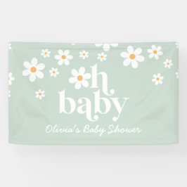 Lona Bandera de Baby Shower Retro Daisy boho