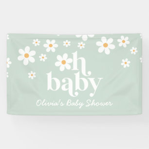 Lona Bandera de Baby Shower Retro Daisy boho