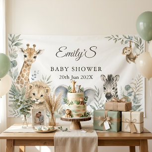 Lona Bandera de Baby Shower Safari Safari neutro en c