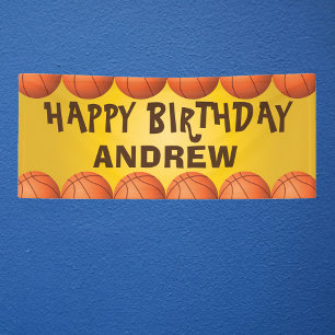 Lona Bandera de baloncesto para cumpleaños o cualquier
