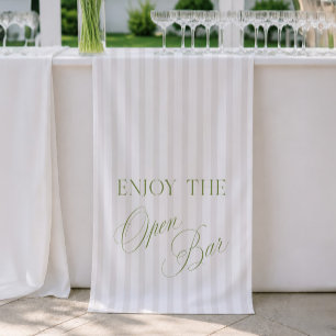 Lona Bandera de barra libre de boda con rayas verde sal