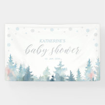 Bandera de bebé para ducha de invierno Silver & Bl