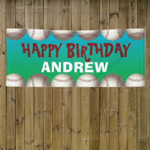 Lona Bandera de béisbol para cumpleaños o cualquier oca