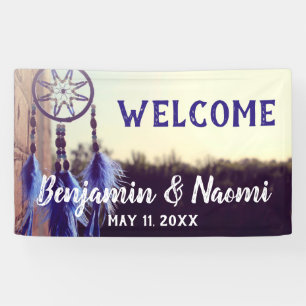 Lona Bandera de bienvenida de boda Bohemian Dreamcatche