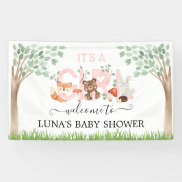 Lona Bandera de bienvenida It's Girl Woodland Baby Show