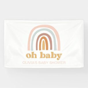 Lona Bandera de bienvenida para baby shower arcoíris bo