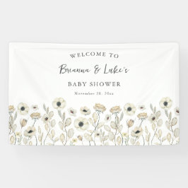 Lona Bandera de bienvenida para baby shower de flores b