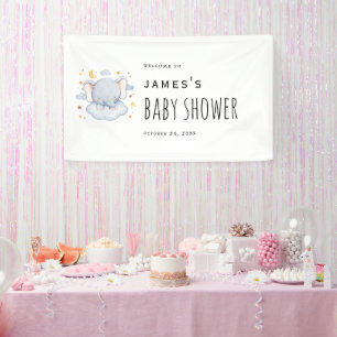 Lona Bandera de Bienvenida para Baby Shower de Niño Ele