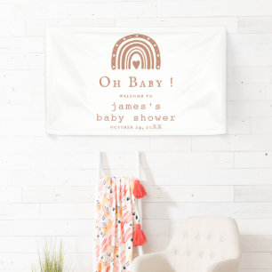 Lona Bandera de bienvenida para baby shower rústico mod