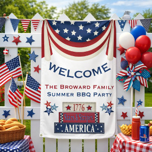 Lona Bandera de bienvenida para barbacoa de verano patr