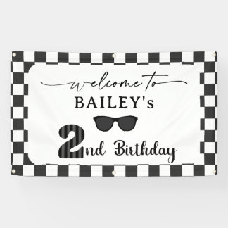 Lona Bandera de bienvenida para el segundo cumpleaños T