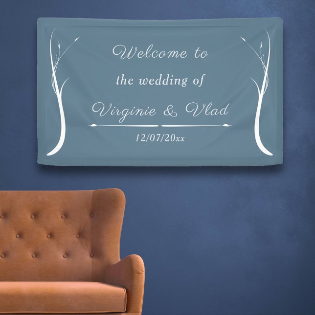 Lona Bandera de boda azul polvoriento (Dusty Blue Wedding Banner)