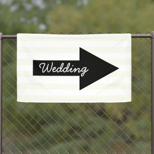 Lona Bandera de boda direccional con flecha que apunta