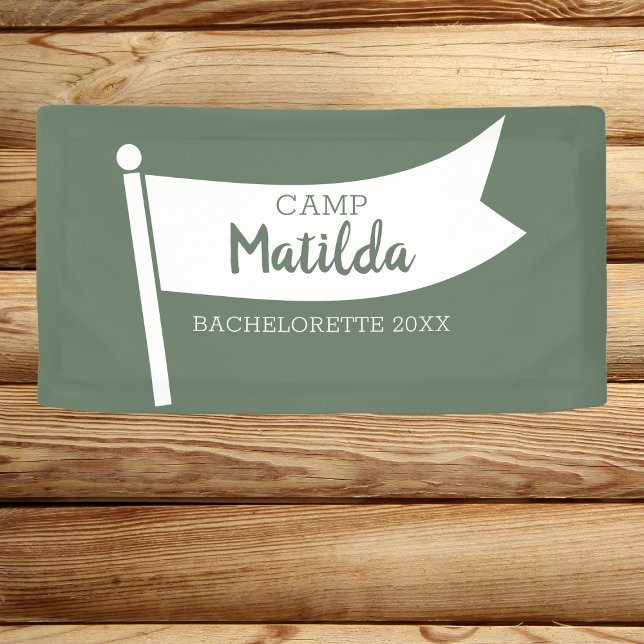 Lona Bandera de camping verde del bosque de Bachelorett (camping bachelorette banner camp bachelorette flag)