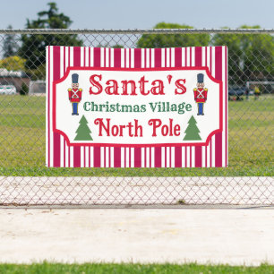 Lona Bandera de cartel de pueblo navideño retro de Sant