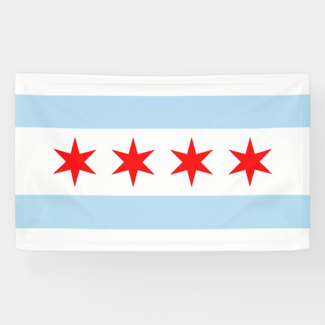 Lona Bandera de Chicago (Illinois) (Horizontal)