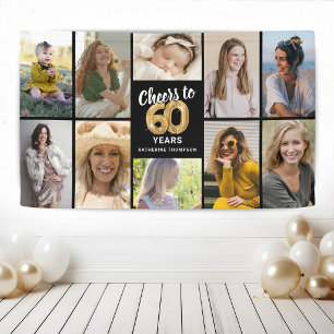 Lona Bandera de collage de fotos personalizada para cum