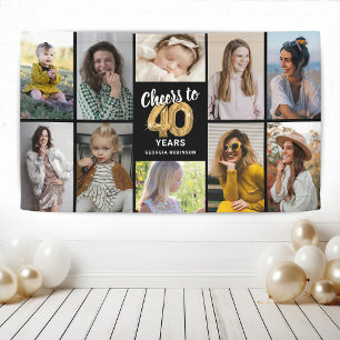 Lona Bandera de collage de fotos personalizada para el 