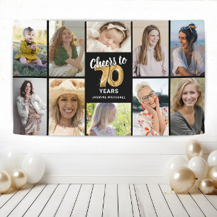 Lona Bandera de collage de fotos personalizadas para 70