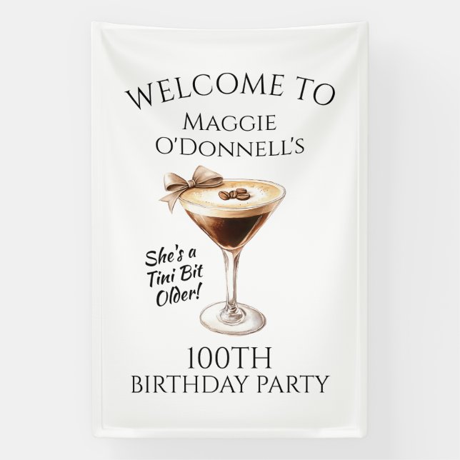 Lona Bandera de Cumpleaños 100th Espresso Martini (Vertical)