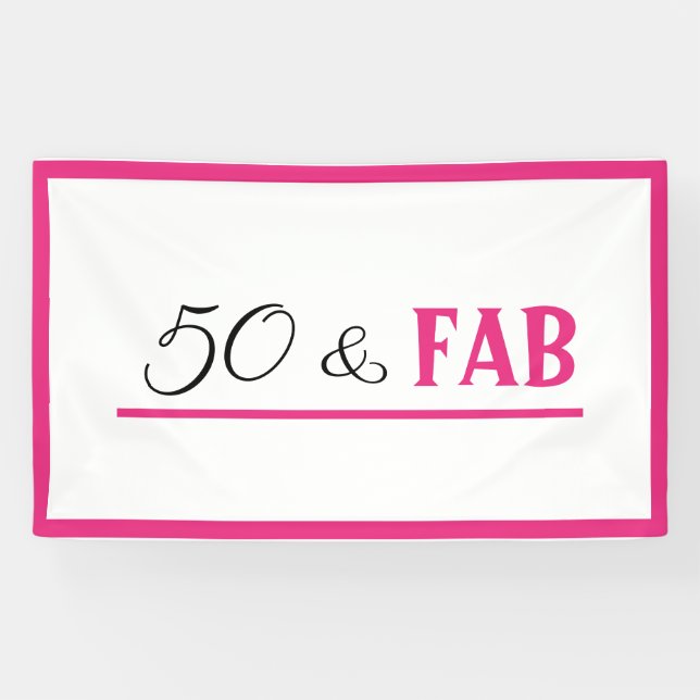Lona Bandera de cumpleaños 50 & Fab (Horizontal)
