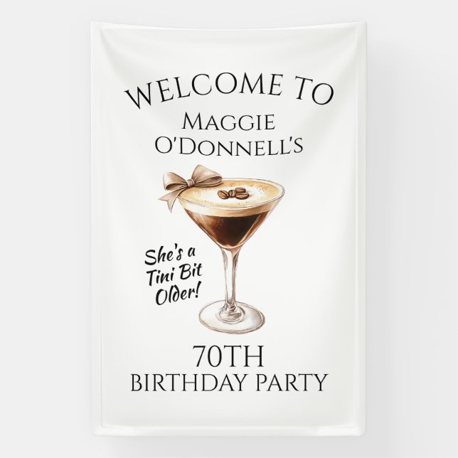 Lona Bandera de Cumpleaños 70 Espresso Martini (Vertical)