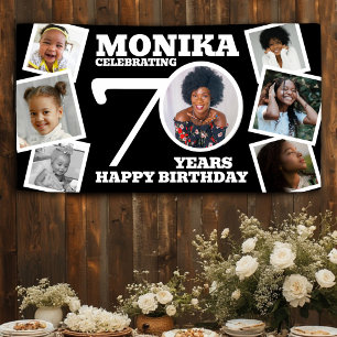 Lona Bandera de cumpleaños 70 personalizada con foto en