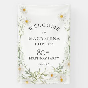 Lona Bandera de cumpleaños 80 Daisy flor de nacimiento 