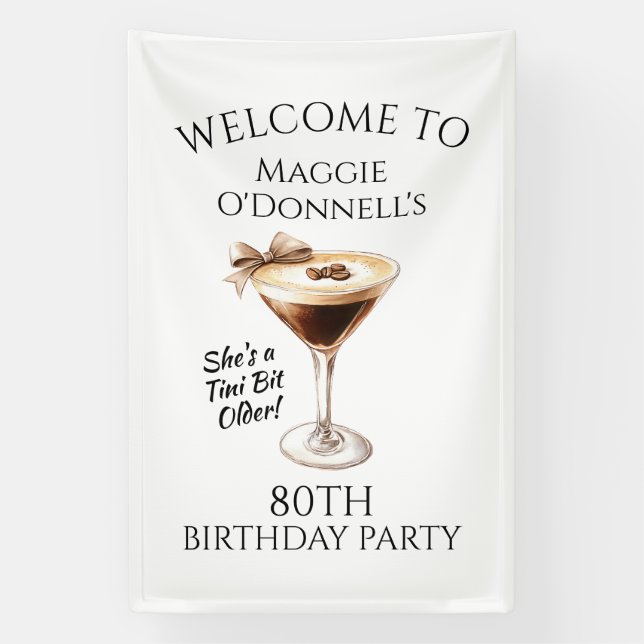 Lona Bandera de Cumpleaños 80 Espresso Martini (Vertical)