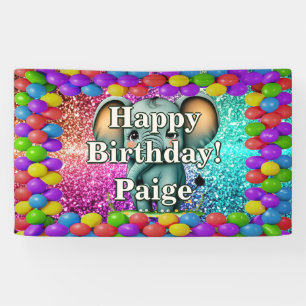 Lona Bandera de cumpleaños con personaje personalizado 