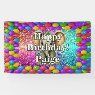 Lona Bandera de cumpleaños con personaje personalizado 