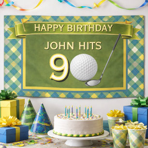 Lona Bandera de cumpleaños con tema de Golf, Golfista,