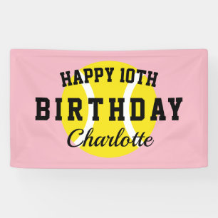 Lona Bandera de cumpleaños con tema de tenis personaliz