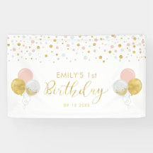 Bandera de cumpleaños de 1er cumpleaños con globo