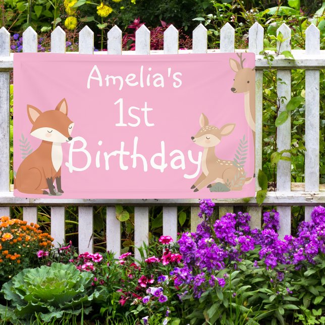 Lona Bandera de Cumpleaños de Animales del Bosque (Subido por el creador)