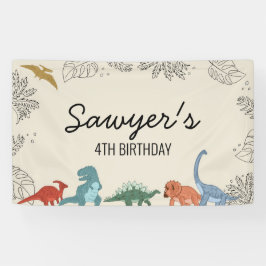 Lona Bandera de cumpleaños de dinosaurio