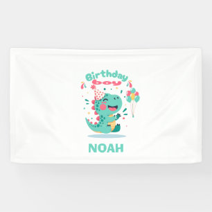 Lona Bandera de cumpleaños de dinosaurio Fiesta de ni