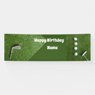 Lona Bandera de cumpleaños de golf con pelotas de golf