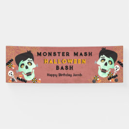 Lona Bandera de cumpleaños de Halloween Monster Mash