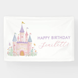 Lona Bandera de cumpleaños de niñas Princesa Castillo P