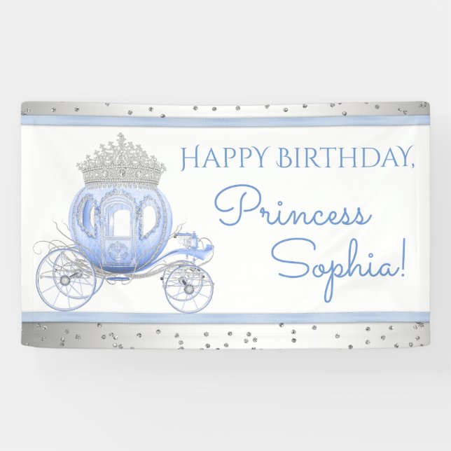 Lona Bandera de cumpleaños de niñas princesa Cenicienta (Horizontal)