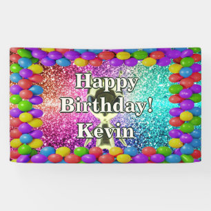 Lona Bandera de cumpleaños de personaje personalizado a