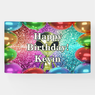 Lona Bandera de cumpleaños de personaje personalizado a
