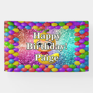 Lona Bandera de cumpleaños de personaje personalizado d