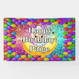 Lona Bandera de cumpleaños de personaje personalizado d