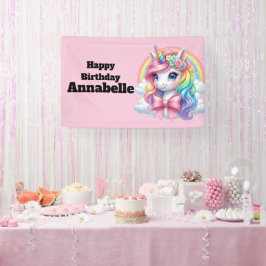Lona Bandera de Cumpleaños de Unicornio Mágico | Letrer